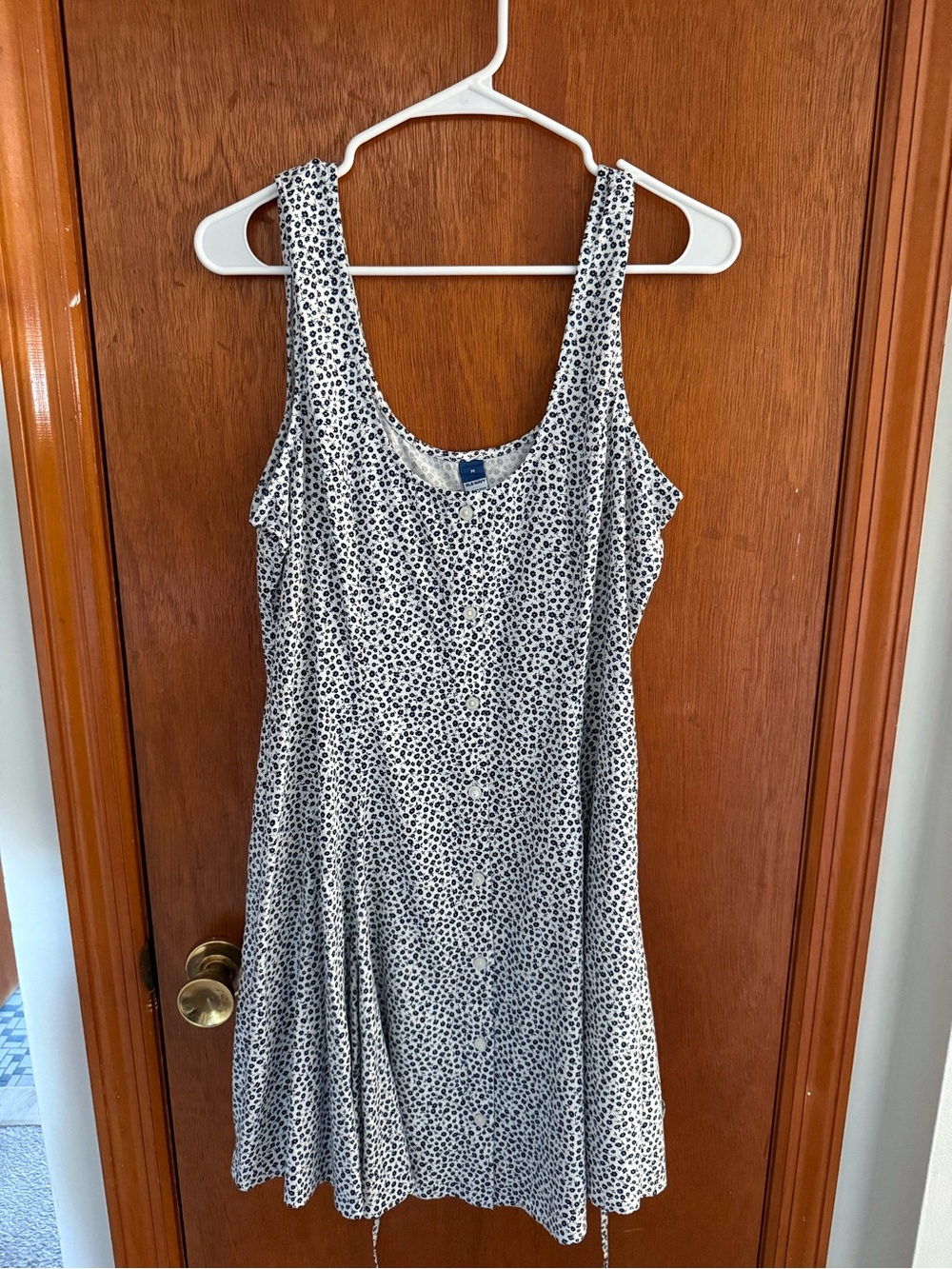 Old Navy White Tank Midi Dress with Black Dot Print